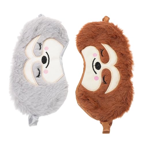 NULYLU ぬいぐるみ動物睡眠 ふわふわアイカバー 漫画 遮光睡眠アイシェード 女性 男性 子供 旅行 家庭用 2個