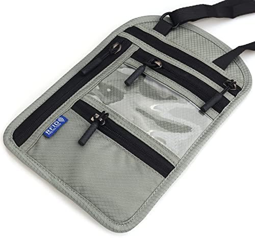 Noneea RFID shielding passport holder wallet travel neck wallet ultra-thin passport holder travel bag soft and innovative tear-resistant fabric, light gray 4 Noneea RFID shielding passport holder wallet travel neck wallet ultra-thin passport holder travel bag soft and innovative tear-resistant fabric, light gray