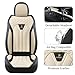FLORICH Leather Seat Covers, Seat Covers Full Set, Car Seat Protectors 5 Seats, Automotive Seat Covers Fit for Most Cars Trucks SUV- Black&Beige