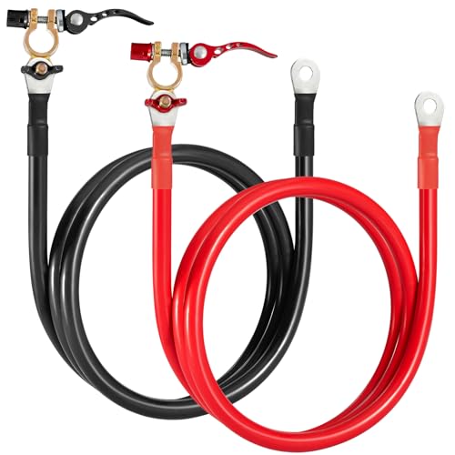 Gedlex Cable Batterie Voiture 25mm2, Câble Batterie Auto 3AWG avc Connecteur 100 cm, Max. Courant 120A, Tension Nominale 300V, 12V 24V Onduleur Batterie Cable...