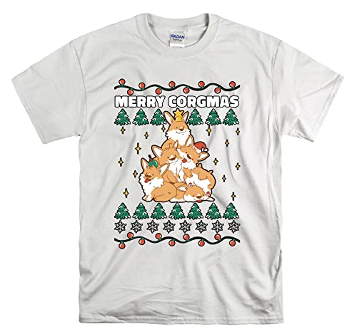 Image of Merry Corgmas Xmas Christmas Official Men Women Unisex Top T Shirt-5XL White