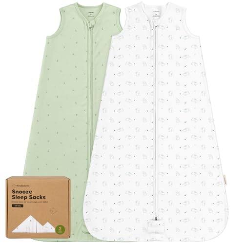 Image of 2-Pack Baby Sleep Sacks, Zipper Wearable Blanket - 100% Organic Cotton 0.5TOG, Soft Lightweight Toddler Sleeping Sack 12-24 months, Easy to Wear Newborn Swaddles Sleepsack (Bunnies, L)