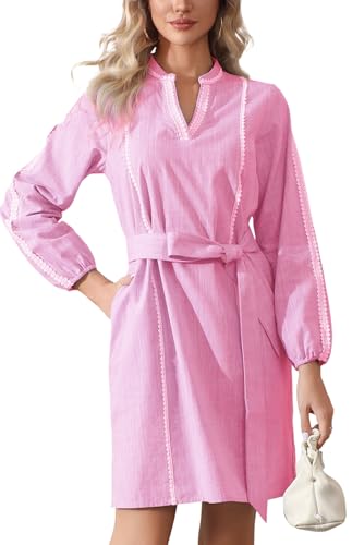 Womens Long Sleeve Cotton Linen Dress - image 6