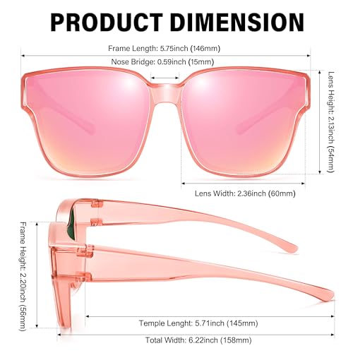 Image of URUMQI Polarized Sunglasses Fit Over Glasses Women Men UV400 Trendy Shades