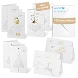 Unicef Weihnachtskarten Set Stilvolle Weihnachtsgrüße – 10 Klappkarten mit Umschlägen – Grußkarten zu Weihnachten – pro verkauftem Set wird Kindern geholfen – klimaneutral produziert in Deutschland