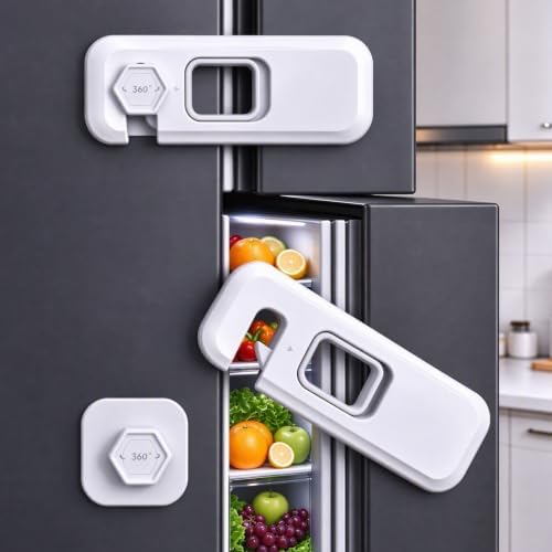 4 Pack Refrigerator Locks, Child Proof Door Lock for Fridge, Cabinets — 사진 4
