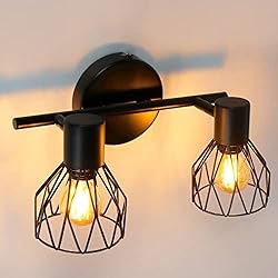 Lamparas Rusticas Para Pasillos Kimjo Lámpara de Techo de 2 Focos, Plafón LED Techo Vintage E14 Ajustables y Giratorios, Lámpara de Pared Retro para Interior Iluminación para Salón Dormitorio Pasillo, Max. 40W, No Incluye Bombilla