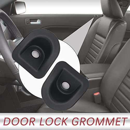 Tqponly Door Panel Trim Lock Grommet,Compatible With 2005-2014 Ford Mustang Left Driver And Right Passenger Side (Black) Lock Knob Bezel #TOP1