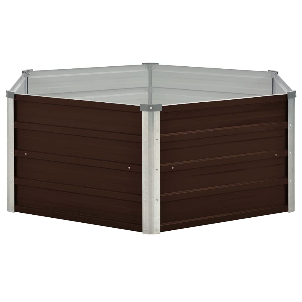 vidaXL Mesa de Cultivo de Acero Galvanizado Agricultura Doméstica Plantas Macetas Jardín Jardinería Invernadero Macetas 129x129x46 cm Marrón