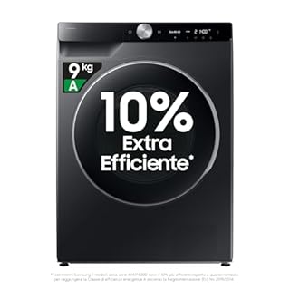 Samsung Lavatrice AI Control WW90DG6U85LB/U3 Libera installazione, 9 Kg, 1400 RPM, Wifi, Ecodosatore, Vapore, Carica Frontale, Corpo: Nero, Oblò: Nero, 60l x 85h x 60p cm, Normal