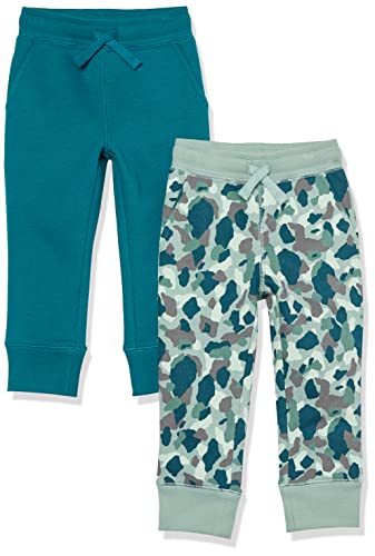 Amazon Essentials Pantalón deportivo jogger de forro polar - colores interrumpidos Niño, Pack de 2, Verde …