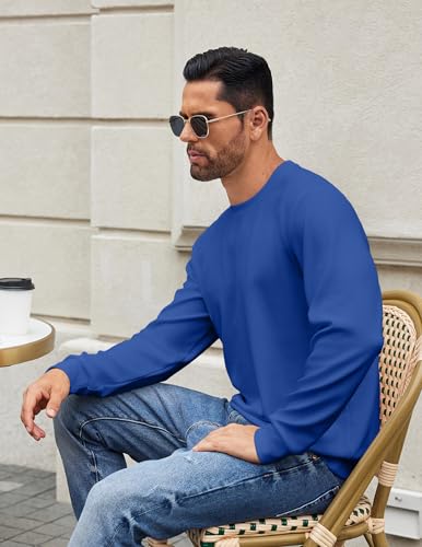 COOFANDY Mens Crewneck Sweatshirts Long Sleeve Basic Pullover Shirts Twill Textured Soild Casual Tops2