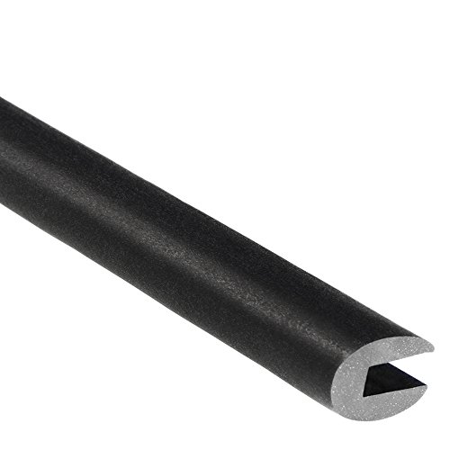 TRIM-LOK Rubber Edge Trim, Fits 3/16-Inch Edge, 15/32-Inch Leg Length, 25-Foot Length, Flexible Neoprene, Pre-Glued for Easy Installation, Black Finish, Plywood, Glass, and Sheet Metal Edge Protector