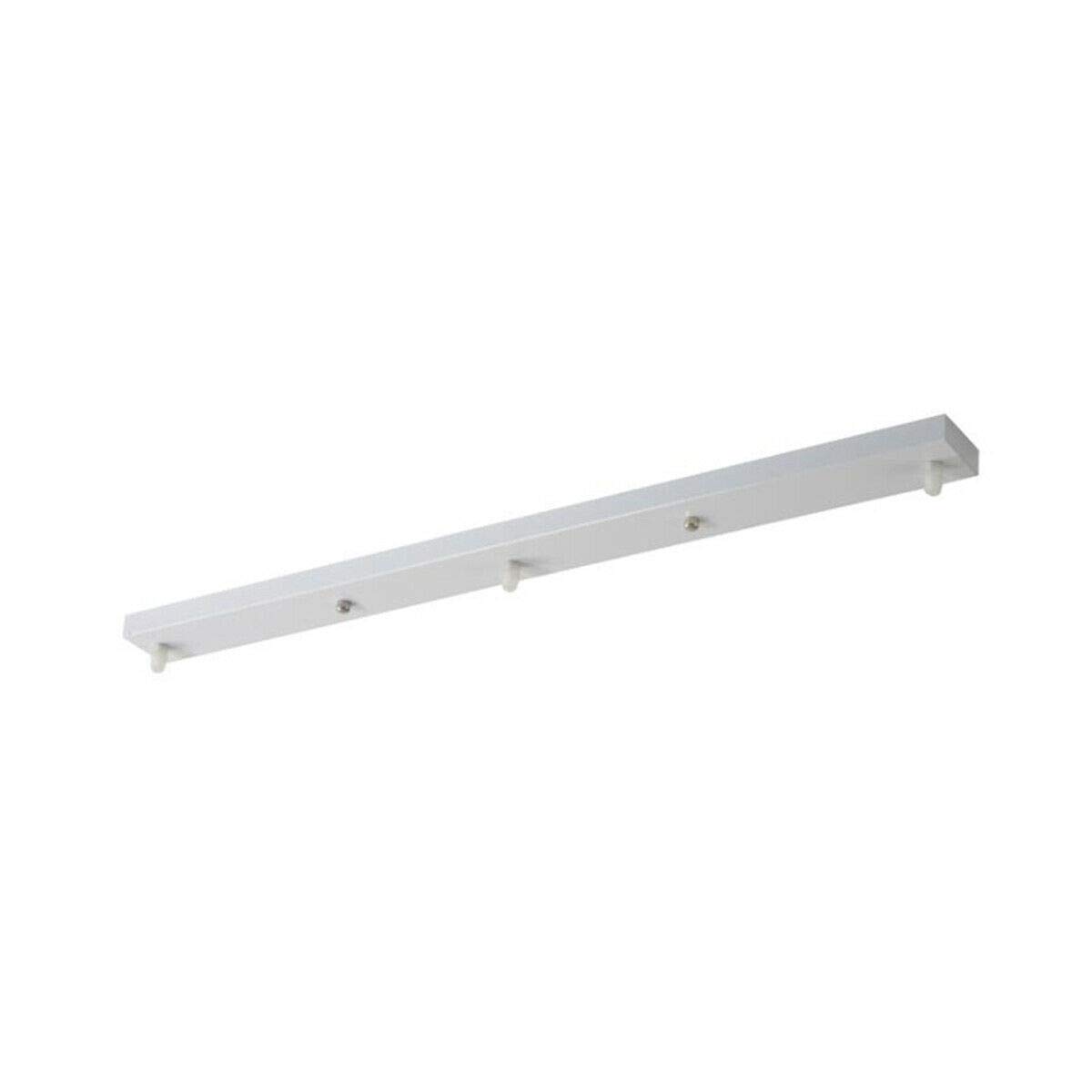 Ledsone White 3 Outlet Rectangle Ceiling Rose Pendant Lighting Fixture 500 Mm X 60 Mm Modern Industrial Metal Fitting Ceiling Plate (Rectangle) (White)