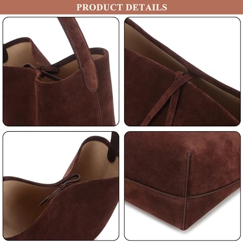 Genuine Leather Casual Stitch Handbags Hobo Ladies Top Handle Bag Purses Bucket Tote Shoulder Bag for Women Suede3