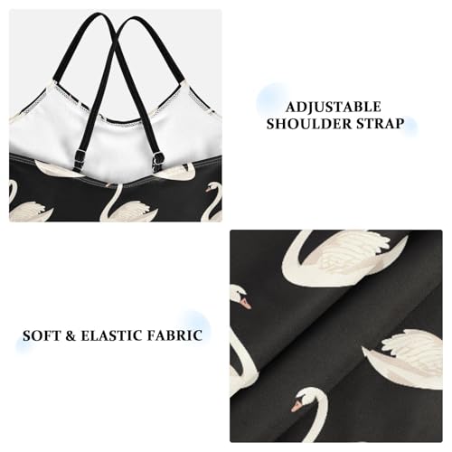 ALAZA White Swan Black Girls One Piece Swimsuit Swimwear Beach Sport Bathing Suit3