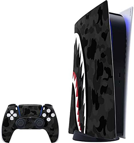 Skinit Decal Gaming Skin Compatible with PS5 Digital Edition Bundle - Shark Teeth Grey Street Camo Design