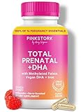 Pink Stork Total Prenatal Vitamins with DHA, Folate, Iron, Choline, and Vitamin B12 - Prenatals for Women to Support Fetal Development, Pregnancy Essentials, Berry Essence, 60 Capsules, 1 Month Supply