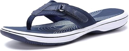 ZOVRWIN Women's Flip Flops Thong Cushion Sandals Toepost Slippers (Blue, Adult, Women's, 9, Digital, US Shoe System, Medium (Medium))