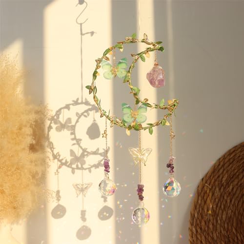 Suncatcher - Amethyst Moon Crystal Sun Catcher Window Hanging