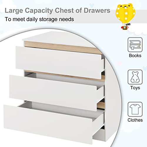 WOLTU Fasciatoio Baby Cassettiera Bianca con 3