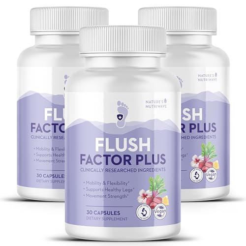 Natures NutriWave Flush Factor Plus - Original Formulated FlushFactorPlus for Leg Comfort 100% Natural Ingredients Made in USA No Stimulants | 30 Capsules 3 Month Supply