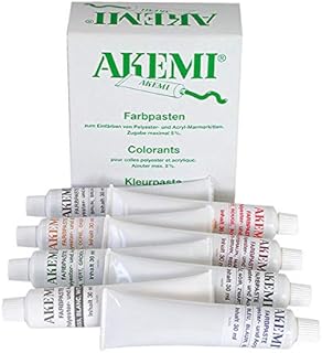 Akemi Colouring Pastes for Marble Filler Polyester Adhesive Colorant Set (8 Tubes, 1oz Size