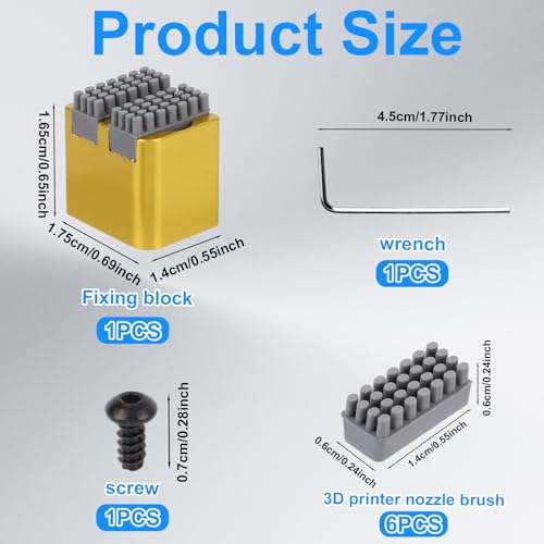 6szt Silikonowa Szczotka Dyszy do Bambu-Lab P1P/P1S/X1/X1C/X1E, Żaroodporna Drukarek 3D, Wycieraczką Dyszy z Blokiem Mocującym Narzędzia Czyszczenia do Akcesoriów Drukarek 3d X1/P1