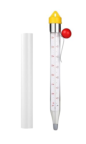 LABO - Termómetro de caramelo para freír con clip para olla, termómetro de vidrio de lectura instantánea para dulces, freír, mermelada, azúcar,