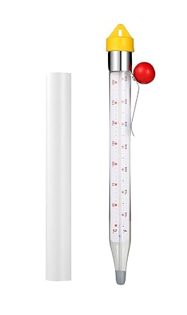 LABO Candy Thermometer, Analog Glass Thermometer with Pot Clip, Dual Scale -40 to 400F / -40 to 200C, Instant Read for Sugar, Jam, Syrup, Jelly, Deep Frying, Home Cooking