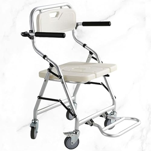 Chaise de douche pliable et tabouret de douche à roulettes pour seniors 150 kg