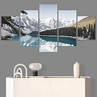 SIGNWIN 5 Panel Canvas Wall Art Modern Art Dramatic Farmhouse/Country Mountain Multicolor Nature Photography for Home Decorations Ready to Hang - 60