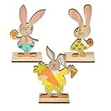 Materiales de Alta Calidad: Estos decoraciones de pascua conejito de madera están hechos de madera de alta calidad, con una superficie lisa, y la textura de la madera es claramente visible, lo que le permite a usted y a su familia acercarse a la naturaleza.
