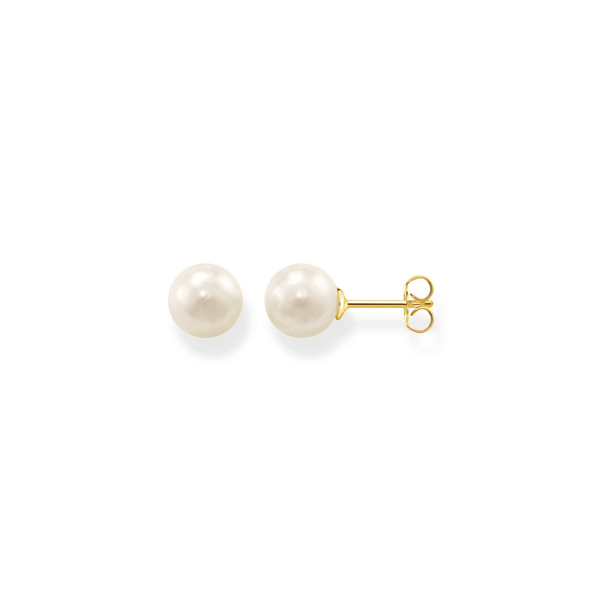 THOMAS SABO Ear studs pearl gold 925 Sterling Silver, 18k Yellow Gold Plating