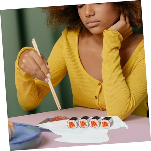 Plato para sushi con divisores forma barco 39x19x5cm acrílico miniatura 7