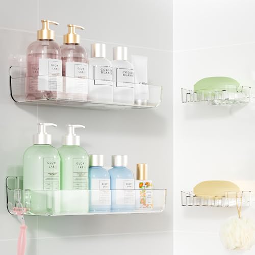 Sotfamily Clear Shower Caddy, Acrylic Wall Mounted Shower Shelves with