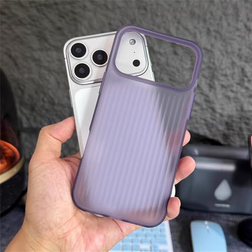 Coque silicone antichoc violet clair pour iPhone 17 Pro Max à rayures 3D