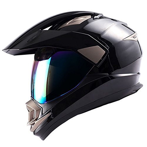 1Storm Dual Sport Helmet Motorcycle Full Face Motocross Off Road Bike Glossy Black,Size Large