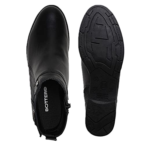 Bota Cano Curto Bottero Feminina 316503 Couro Preta