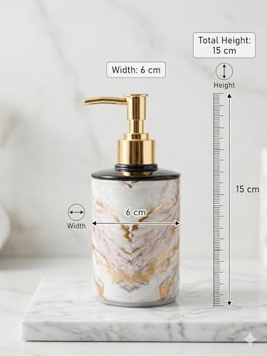 Image of Italian Design Liquid Soap Dispenser| Sanitizer Dispenser | Lotion Dispenser | Shampoo Dispenser | Handwash Bottle | Metallic Grey Finish, 350ml (White Gold)