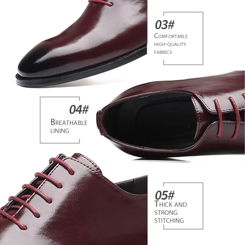 Men's Leather Chunky Heel Lace-Up Dress Oxford Shoes Fashion Rubbed Color Pointed Non-Slip Retro Business Formal Shoes for Office, Wedding, Evening Party4