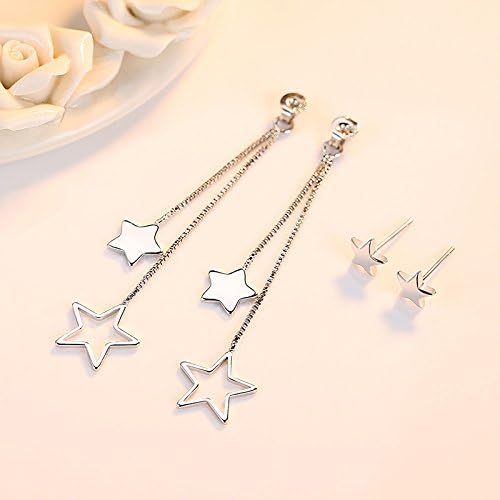 Sterling Silver Long Dangle Drop tassel star meteor earrings For Women - Image 3