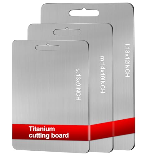 100% Pure Titanium Cutting Boards for Kitchen, Titanium Cutting Board Set of 3, 2025 New Food-Grade Chopping Board for Easy to Clean and Will Not Absorb Odors