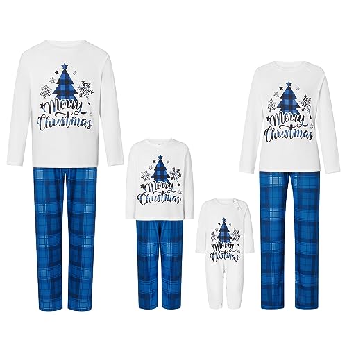 Christmas Newborn Baby Family Pajamas Matching Sets Long Sleeve Top Plaid Pant Holiday Sleepwear Sets3