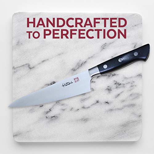 Hattori Japanese Chef’s Knife, FH-5L Professional Honesuki Boning Knife, VG-10 Cobalt Steel Pro Kitchen Knife with Ergonomic Black Linen Micarta Handle, 6.2 inch