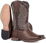 J's.o.l.e Cowboy Boots Men Square Toe – Wide Calf Pull On Western Work Boots, Slip Resistant, Double-Stitched, All-Day Comfort for Ranch, Riding & Concerts