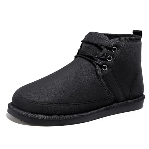 MIXIN Men's Winter Snow Boots Fuzzy Cozy Suede Leather Cold Weather Warm Outdoor Casual Ankle Boots