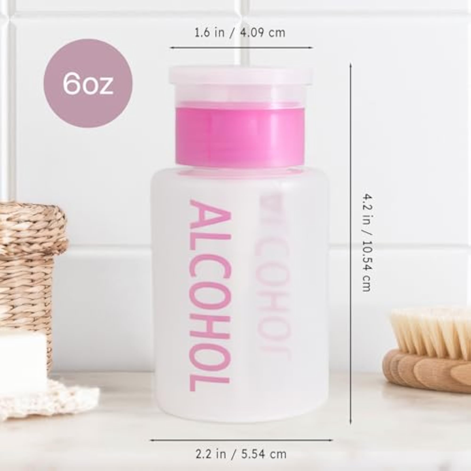 6 Oz Pink Push Down Alcohol Labeled Dispenser