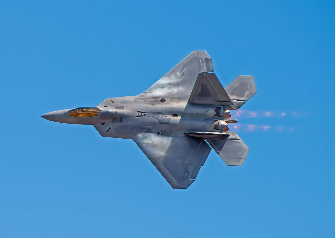 BUY ART FOR LESS Officially Licensed F-22 Raptor Airplane in Flight Photography by Wayne Collamore 24 x 36 Inch Art Poster - Print On Demand