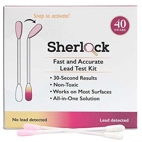 Sherlock Lead Paint Test Kit (40 Test Swabs) - All in One Instant Lead Test Kit for Most Surfaces - Paint, Wood, Metal, & More, Home Improvement Necessity, Rapid Test Results in 30 Seconds